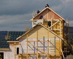 Wood home construction in Xinjiang, China